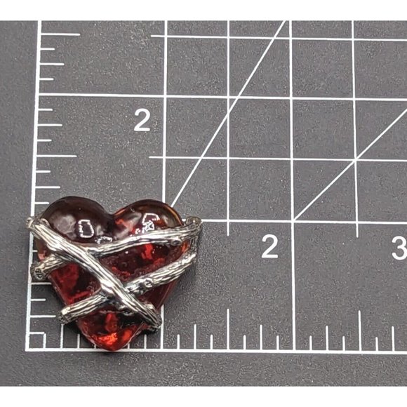 Rare Mignon Faget Red Sterling Silver 925 Secret Heart Brooch Pin w Pouch Bag - Picture 8 of 12